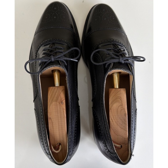 Bruno Magli Charles Mens Black Leather Cap Toe Oxford Dress Shoes Italy 9 Narrow main image 12